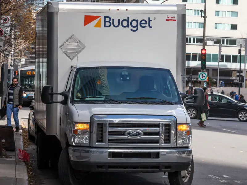 Middle size truck with the logo on Budget Car rental