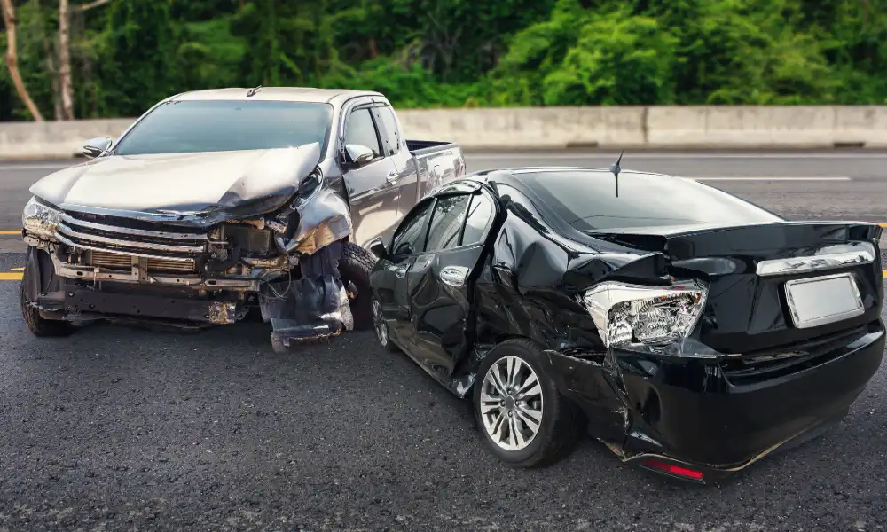 Head-on car crash