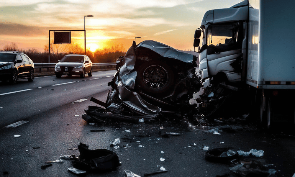 Car collision with a truck